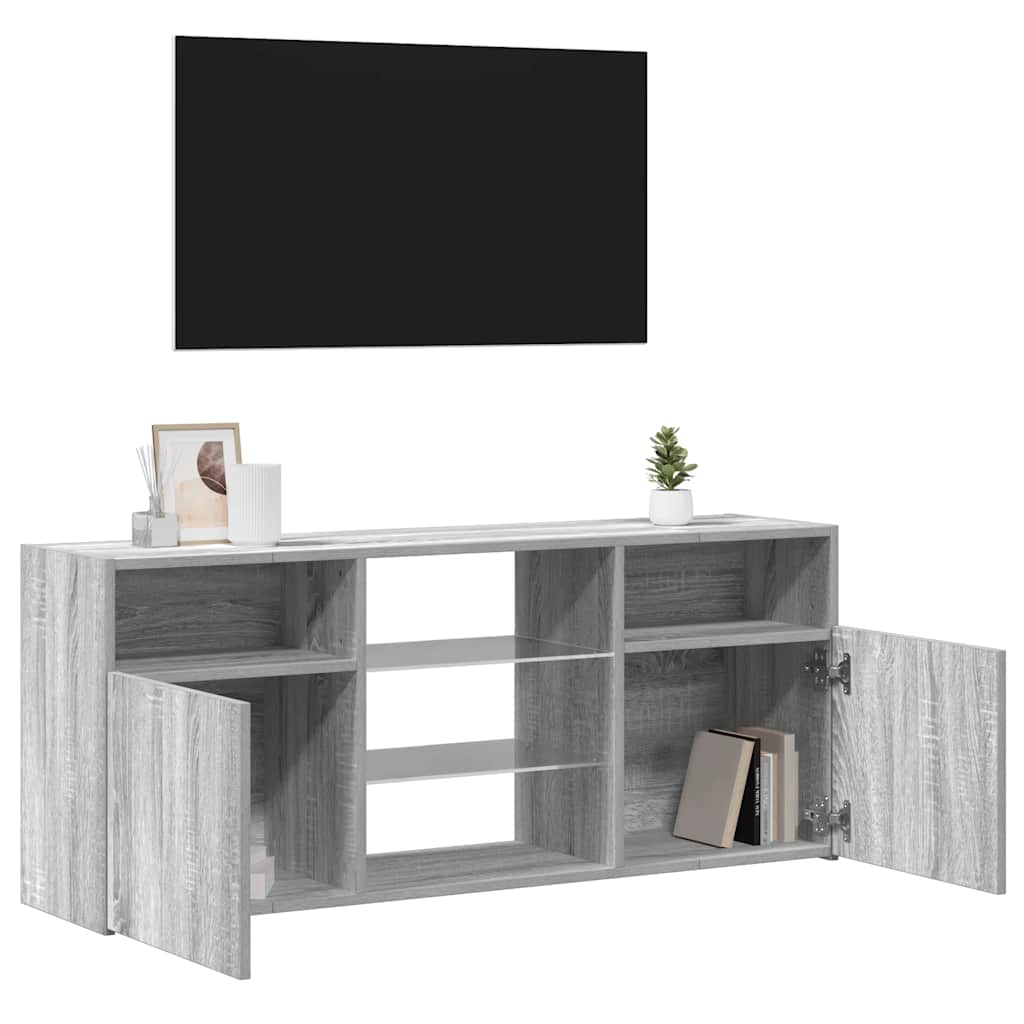 Televizoriaus spintelė su LED, pilka ąžuolo, 120x30x50cm