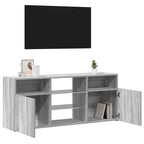 Televizoriaus spintelė su LED, pilka ąžuolo, 120x30x50cm