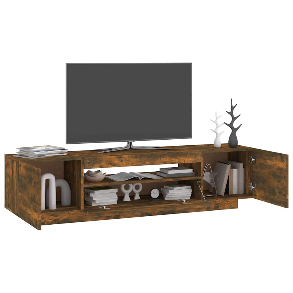 TV spintelė su LED apšvietimu, dūminio ąžuolo, 160x35x40cm