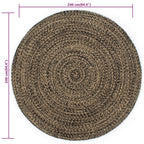 Kilimas, juodas ir rudas, 240cm, džiutas, rankų darbo