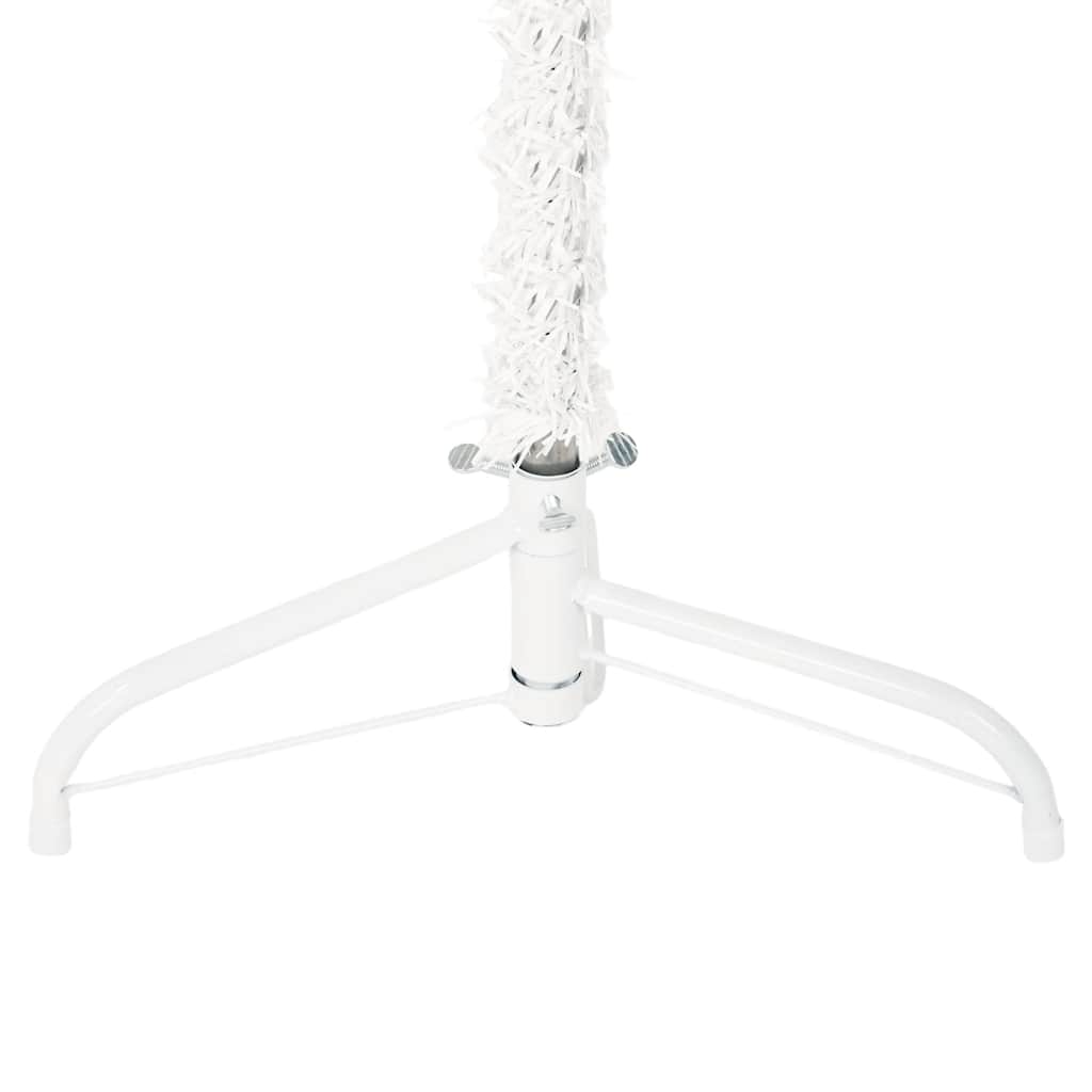 vidaXL Siaura dirbtinė pusinė Kalėdų eglutė su stovu, balta, 150cm