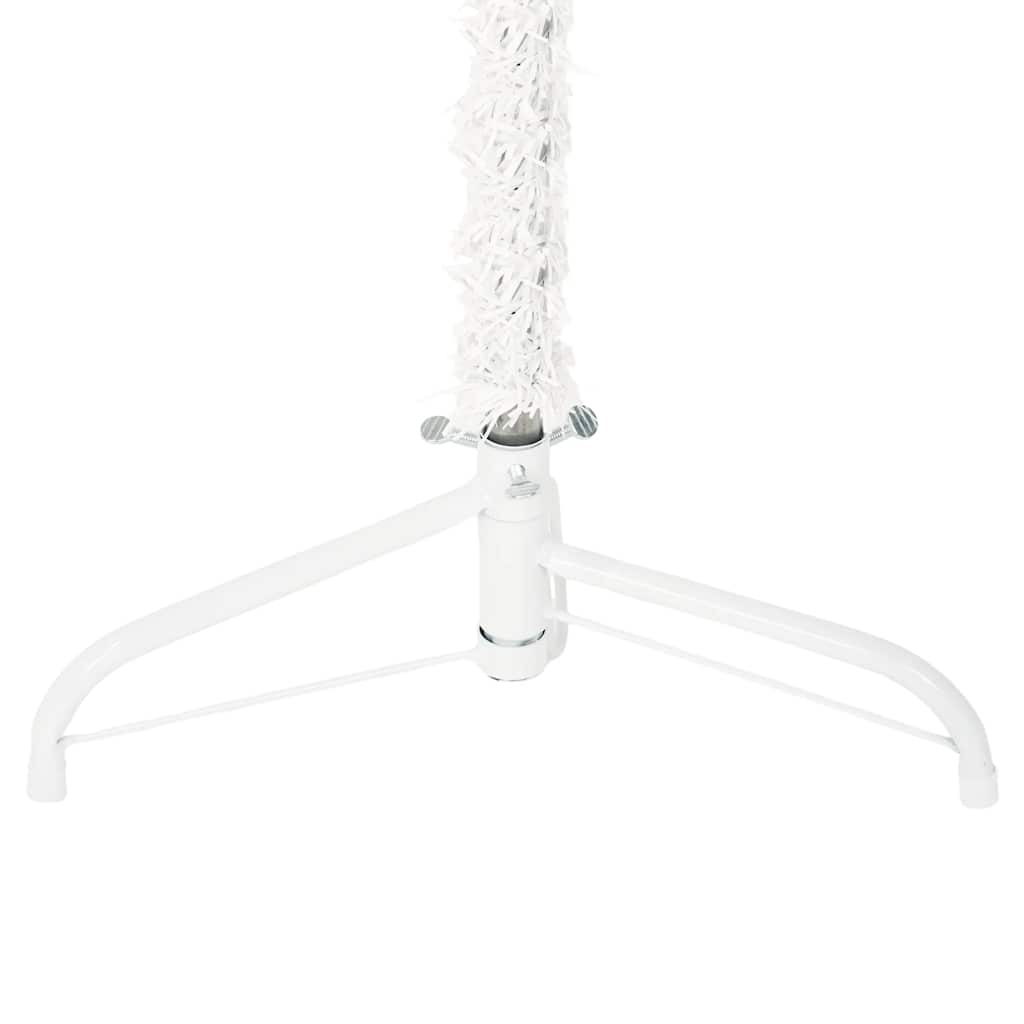 vidaXL Siaura dirbtinė pusinė Kalėdų eglutė su stovu, balta, 240cm