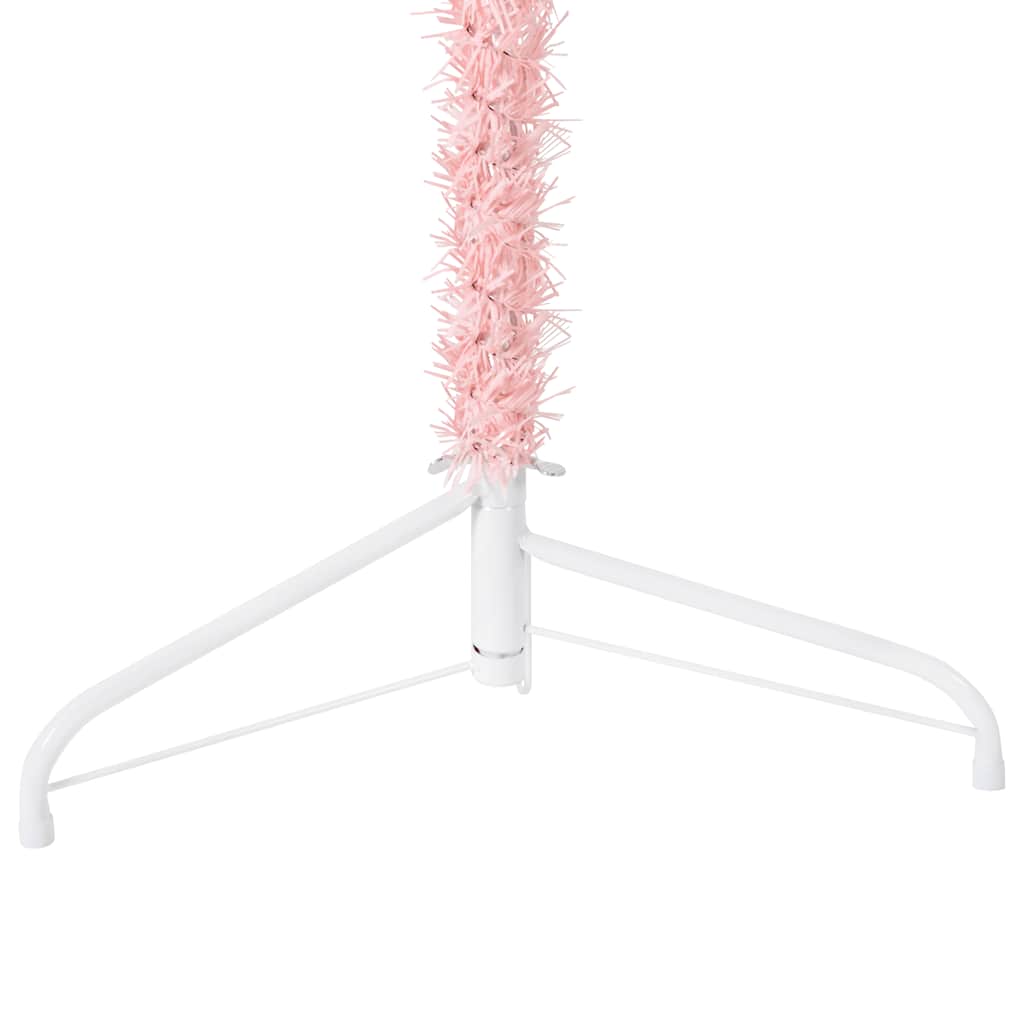 vidaXL Siaura dirbtinė pusinė Kalėdų eglutė su stovu, rožinė, 240cm