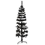 Siaura dirbtinė pusinė Kalėdų eglutė su stovu, juoda, 120cm