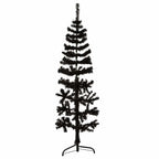 Siaura dirbtinė pusinė Kalėdų eglutė su stovu, juoda, 150cm