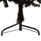 Siaura dirbtinė pusinė Kalėdų eglutė su stovu, juoda, 150cm