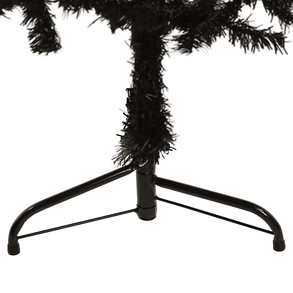 Siaura dirbtinė pusinė Kalėdų eglutė su stovu, juoda, 150cm