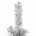 Siaura dirbtinė pusinė Kalėdų eglutė su stovu, sidabrinė, 150cm
