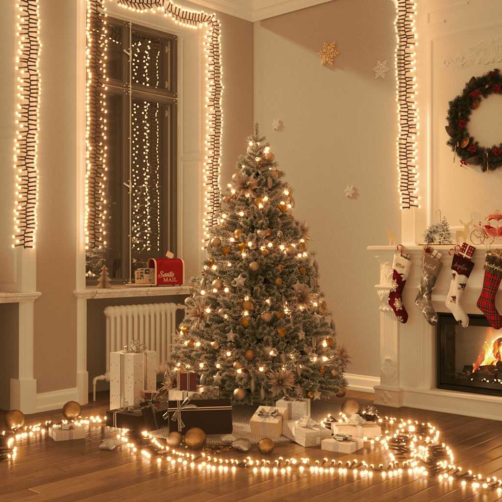 LED lempučių girlianda, 11m, PVC, 1000 šiltų baltų LED, tanki