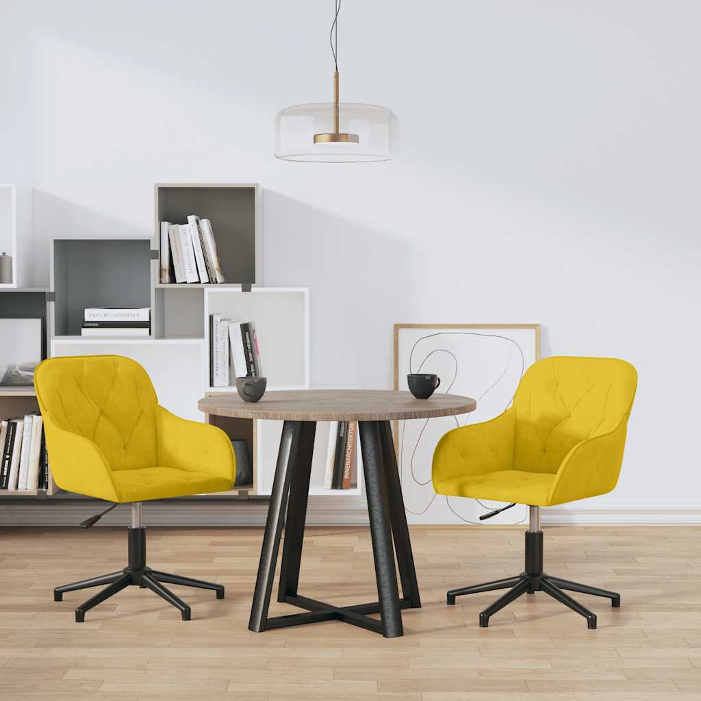 Pasukamos valgomojo kėdės, 2vnt., geltonos spalvos, aksomas
