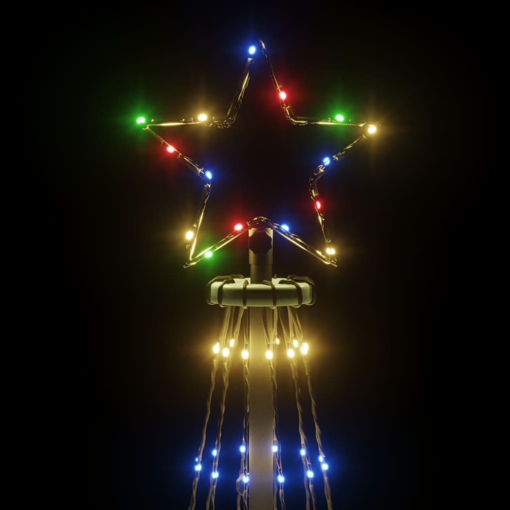 Kalėdų eglutė su kuoliuku, įvairių spalvų, 108LED, 180cm