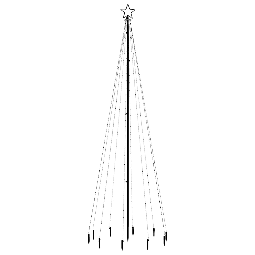 Kalėdų eglutė su kuoliuku, šiltos baltos spalvos, 310LED, 300cm