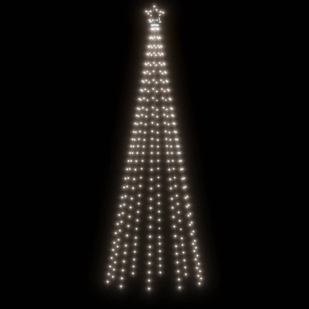 Kalėdų eglutė su kuoliuku, šaltos baltos spalvos, 310LED, 300cm