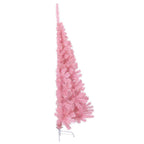 Dirbtinė pusinė Kalėdų eglutė su stovu, rožinė, 120cm, PVC