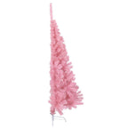 Dirbtinė pusinė Kalėdų eglutė su stovu, rožinė, 150cm, PVC