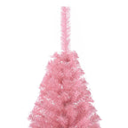 Dirbtinė pusinė Kalėdų eglutė su stovu, rožinė, 150cm, PVC