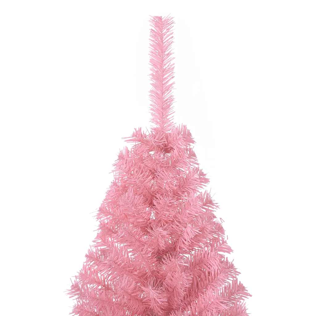 Dirbtinė pusinė Kalėdų eglutė su stovu, rožinė, 150cm, PVC