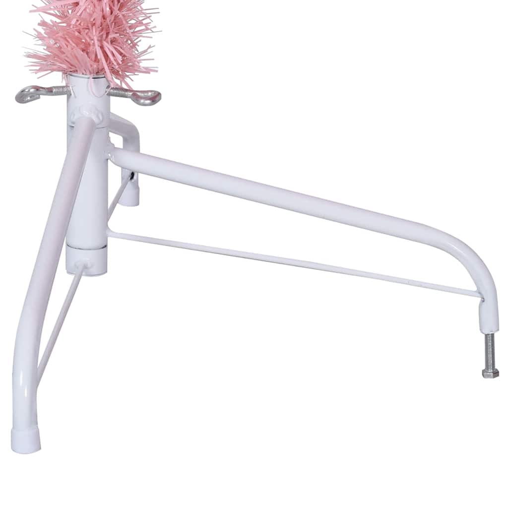 Dirbtinė pusinė Kalėdų eglutė su stovu, rožinė, 180cm, PVC