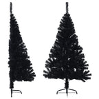 Dirbtinė pusinė Kalėdų eglutė su stovu, juoda, 120cm, PVC