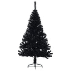 Dirbtinė pusinė Kalėdų eglutė su stovu, juoda, 120cm, PVC