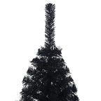 Dirbtinė pusinė Kalėdų eglutė su stovu, juoda, 120cm, PVC