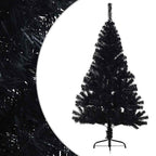 Dirbtinė pusinė Kalėdų eglutė su stovu, juoda, 150cm, PVC