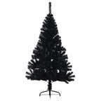 Dirbtinė pusinė Kalėdų eglutė su stovu, juoda, 150cm, PVC