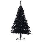 Dirbtinė pusinė Kalėdų eglutė su stovu, juoda, 150cm, PVC