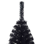 Dirbtinė pusinė Kalėdų eglutė su stovu, juoda, 150cm, PVC