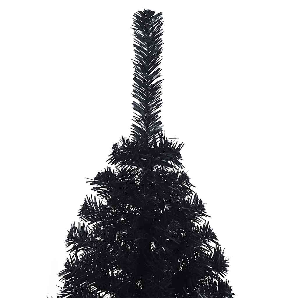 Dirbtinė pusinė Kalėdų eglutė su stovu, juoda, 150cm, PVC