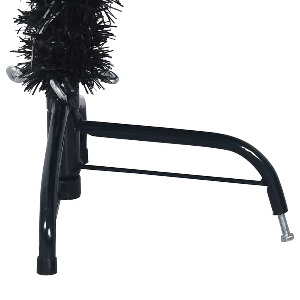 Dirbtinė pusinė Kalėdų eglutė su stovu, juoda, 150cm, PVC