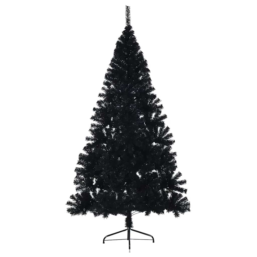 Dirbtinė pusinė Kalėdų eglutė su stovu, juoda, 210cm, PVC