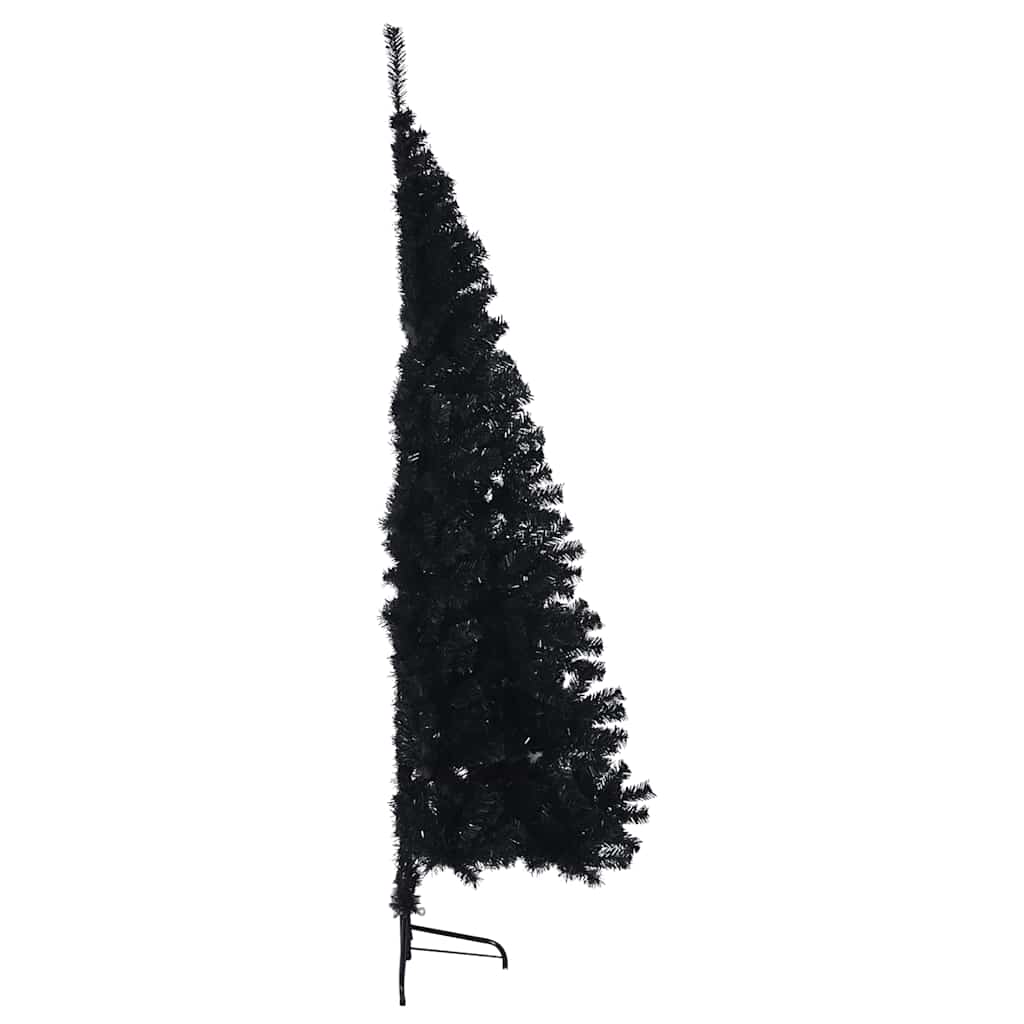 Dirbtinė pusinė Kalėdų eglutė su stovu, juoda, 210cm, PVC