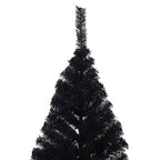 Dirbtinė pusinė Kalėdų eglutė su stovu, juoda, 210cm, PVC