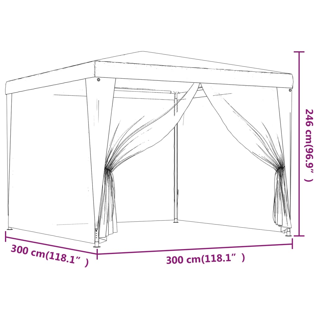 Proginė palapinė su 4 sienomis, antracito, 3x3m, HDPE