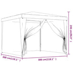 Proginė palapinė su 4 sienomis, antracito, 3x3m, HDPE