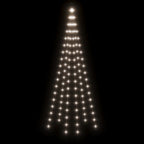 Kalėdų eglutė ant vėliavos stiebo, 180cm, 108 šaltos baltos LED