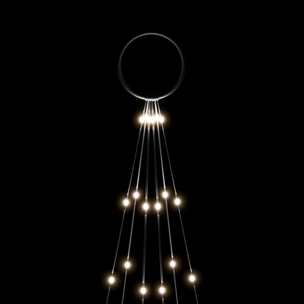 Kalėdų eglutė ant vėliavos stiebo, 180cm, 108 šaltos baltos LED