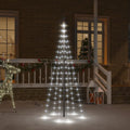 Kalėdų eglutė ant vėliavos stiebo, 180cm, 108 šaltos baltos LED