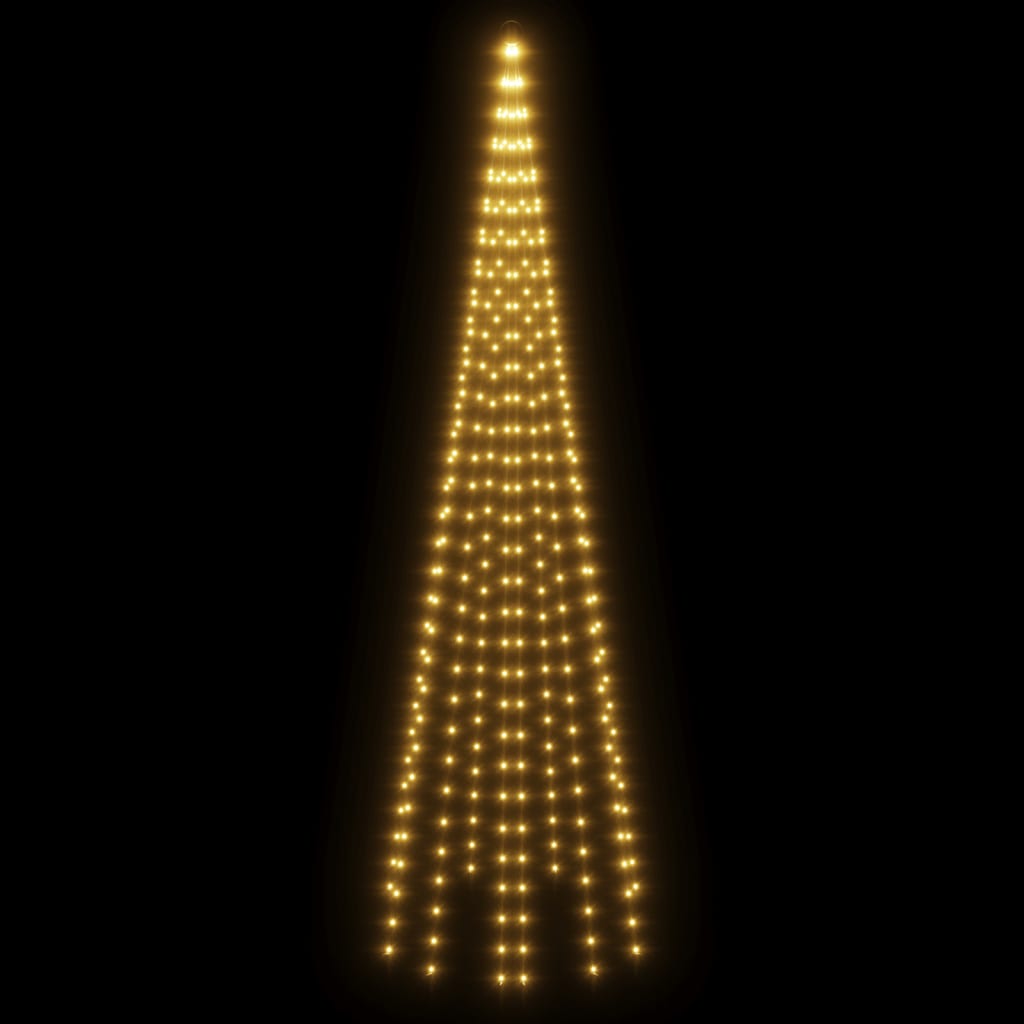 Kalėdų eglutė ant vėliavos stiebo, 300cm, 310 šiltų baltų LED