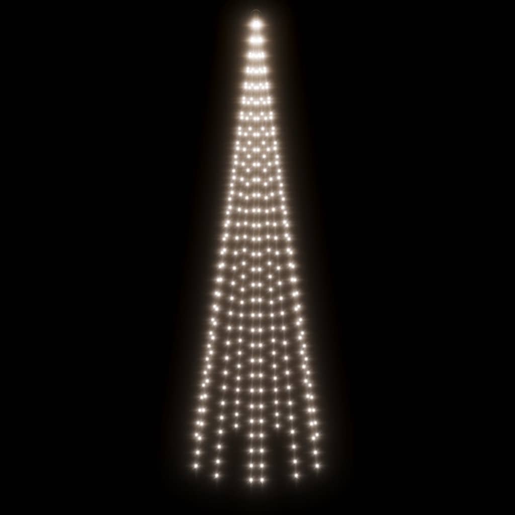 Kalėdų eglutė ant vėliavos stiebo, 300cm, 310 šaltų baltų LED