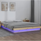 Lovos rėmas su LED, 140x200cm, medienos masyvas