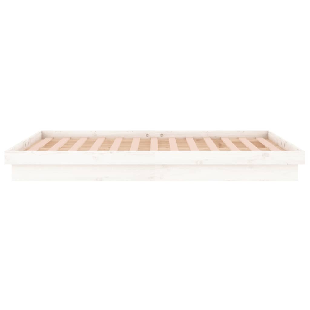 Lovos rėmas su LED, baltos spalvos, 140x190cm, medienos masyvas