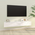Sieninės TV spintelės, 2vnt., baltos, 100x30x30cm, mediena