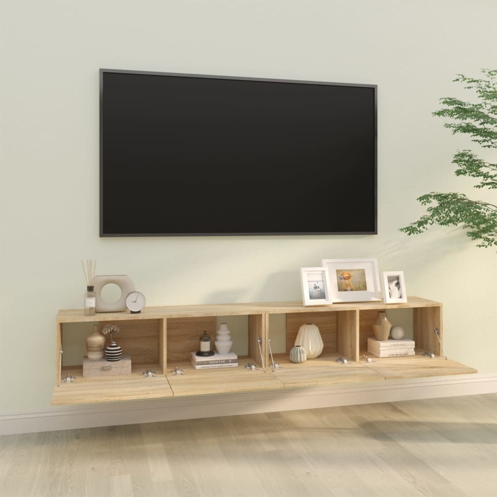 Sieninės TV spintelės, 2vnt., ąžuolo, 100x30x30cm, mediena