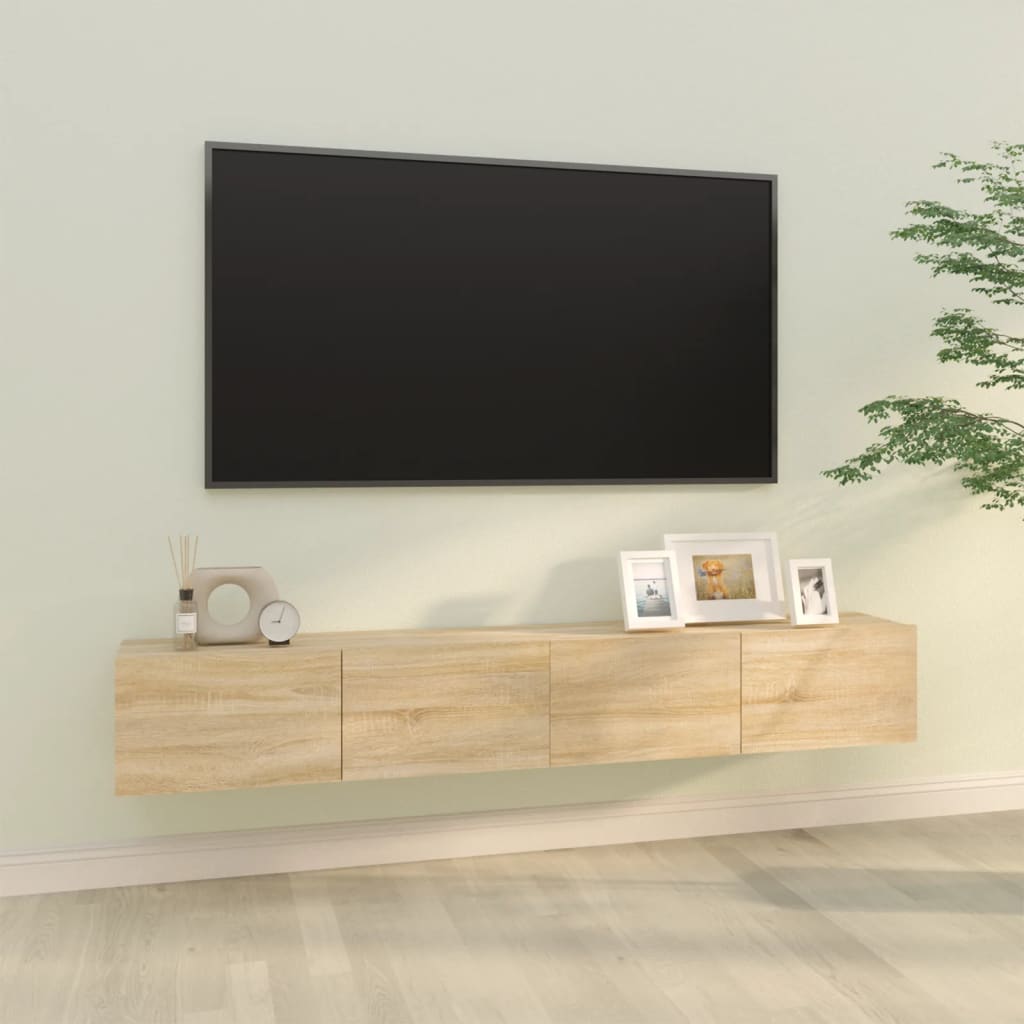 Sieninės TV spintelės, 2vnt., ąžuolo, 100x30x30cm, mediena
