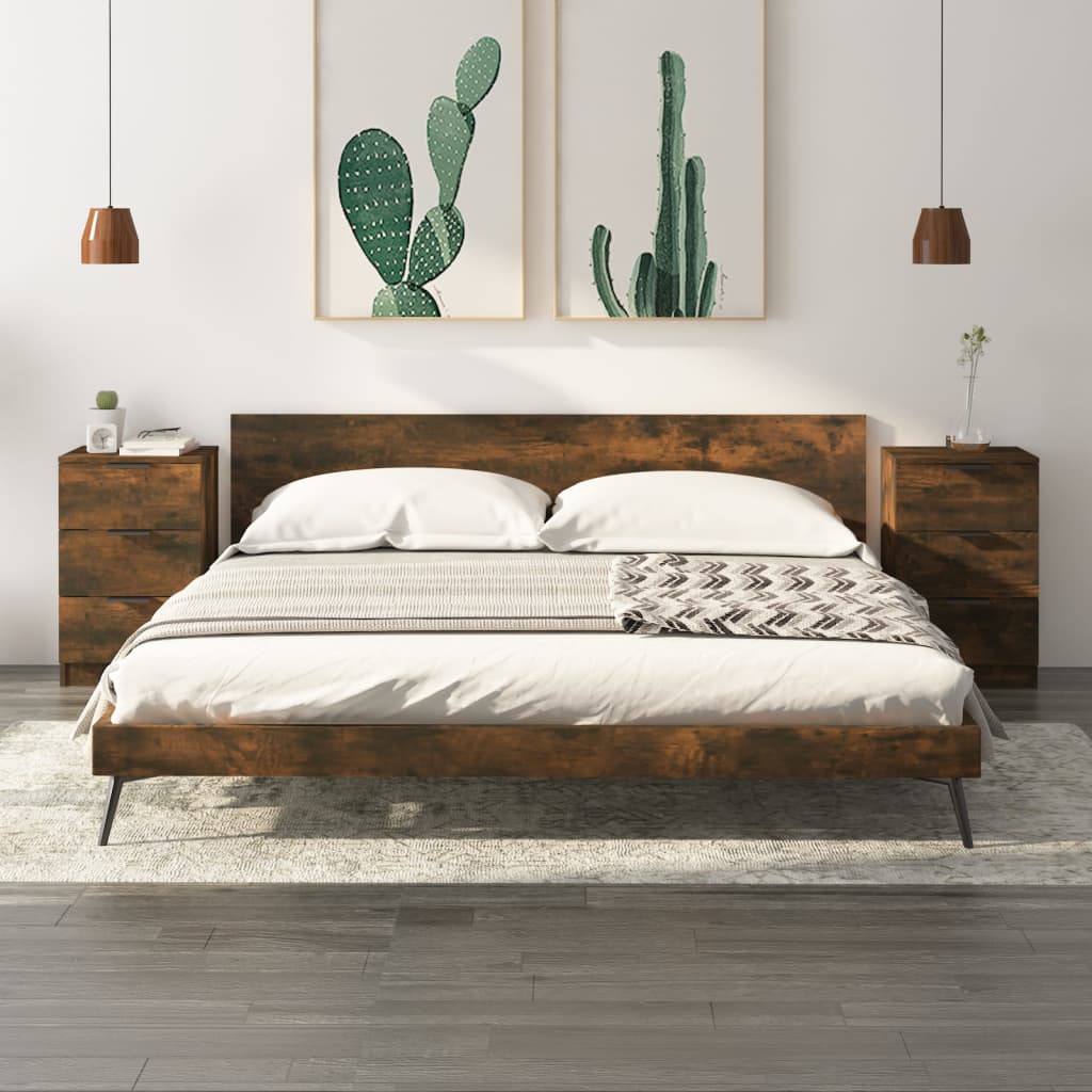 Naktinės spintelės, 2vnt., dūminio ąžuolo spalvos, 40x36x65cm