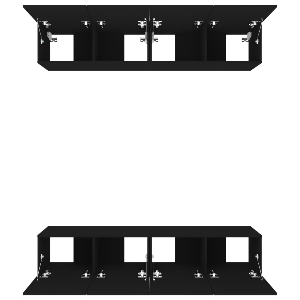 Televizoriaus spintelės, 4vnt., juodos, 80x30x30cm, mediena