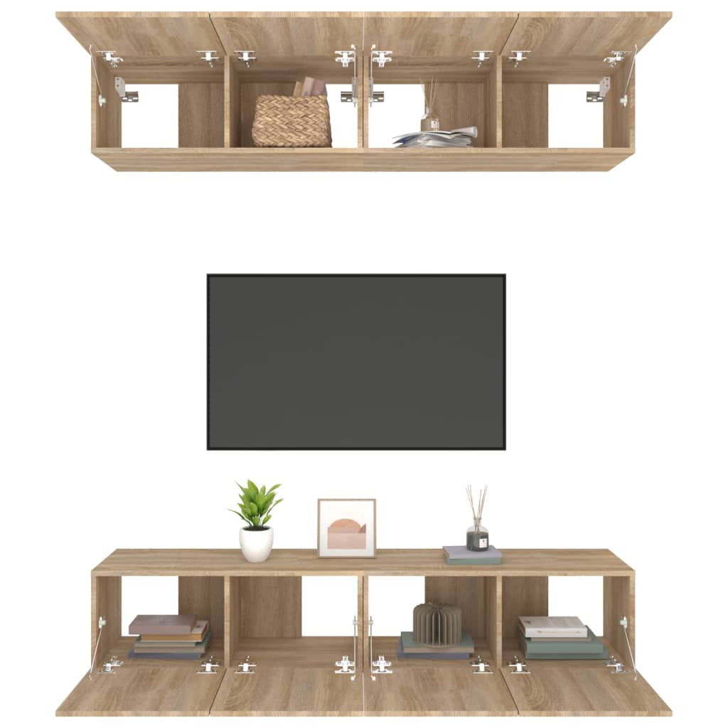 Televizoriaus spintelės, 4vnt., ąžuolo, 80x30x30cm, mediena