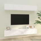 Sieninės televizoriaus spintelės, 4vnt., baltos, 100x30x30cm